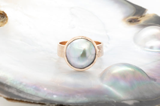 Embossed Mabe Ring