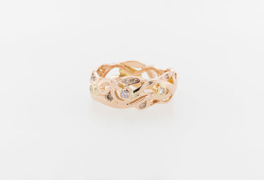 Vine Pink & White Diamond Ring 