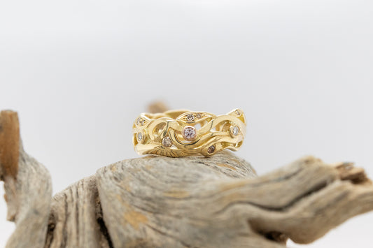 Vine Ring with White, Champagne & Argyle Pink Diamonds