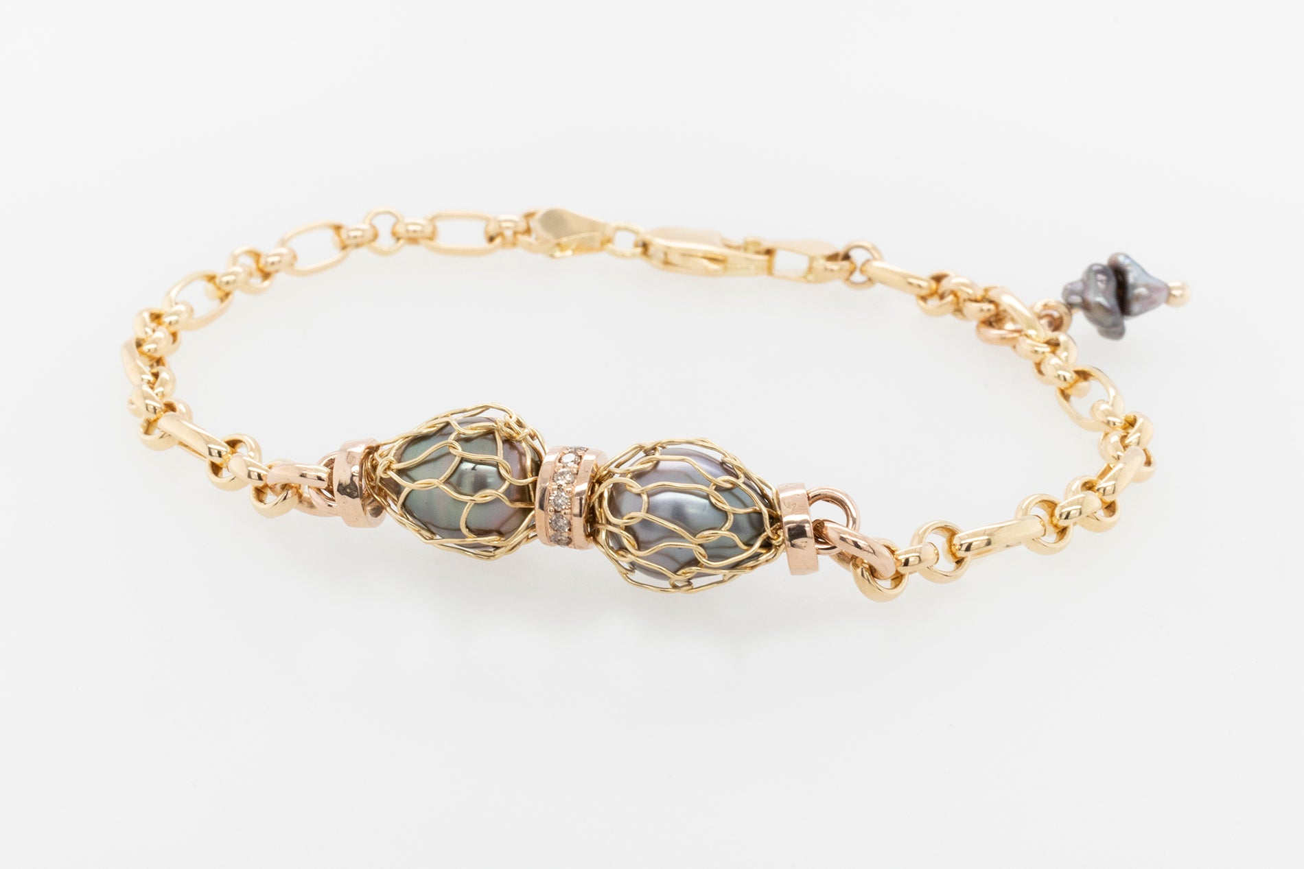 Knitted Abrolhos Pearl & Diamond Bracelet 