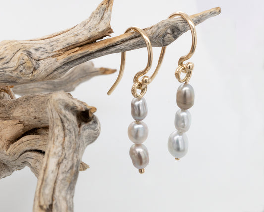 Triple Keshi Earrings 