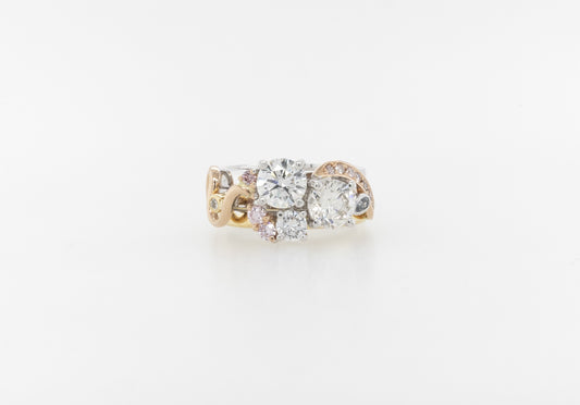 Multi-Coloured Diamond Cluster Ring