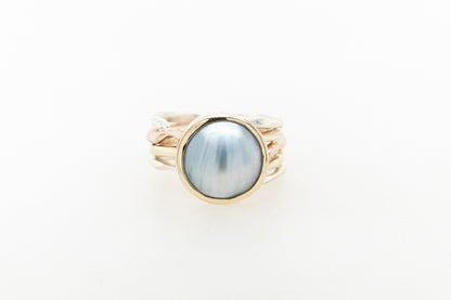 Pearl Seaweed Ring Three-Tone 