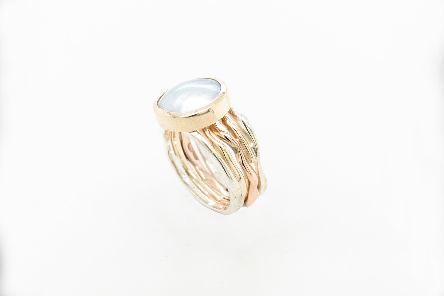 Pearl Seaweed Ring Three-Tone 
