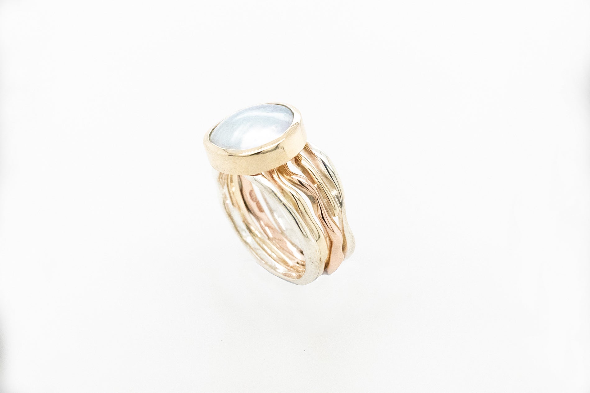 Pearl Seaweed Ring Three-Tone 