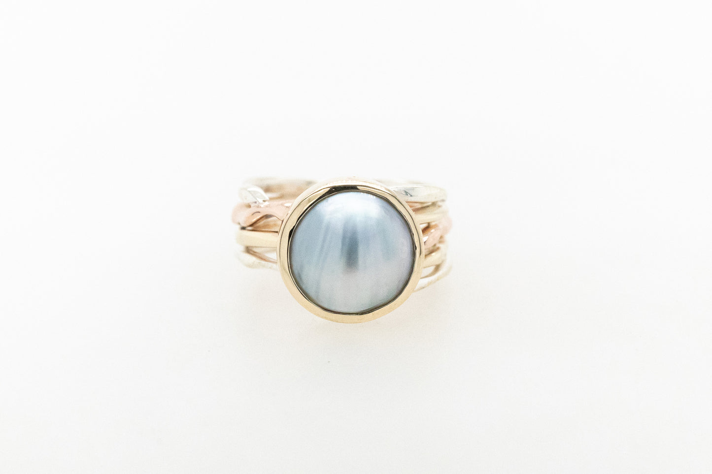 Pearl Seaweed Ring Three-Tone 