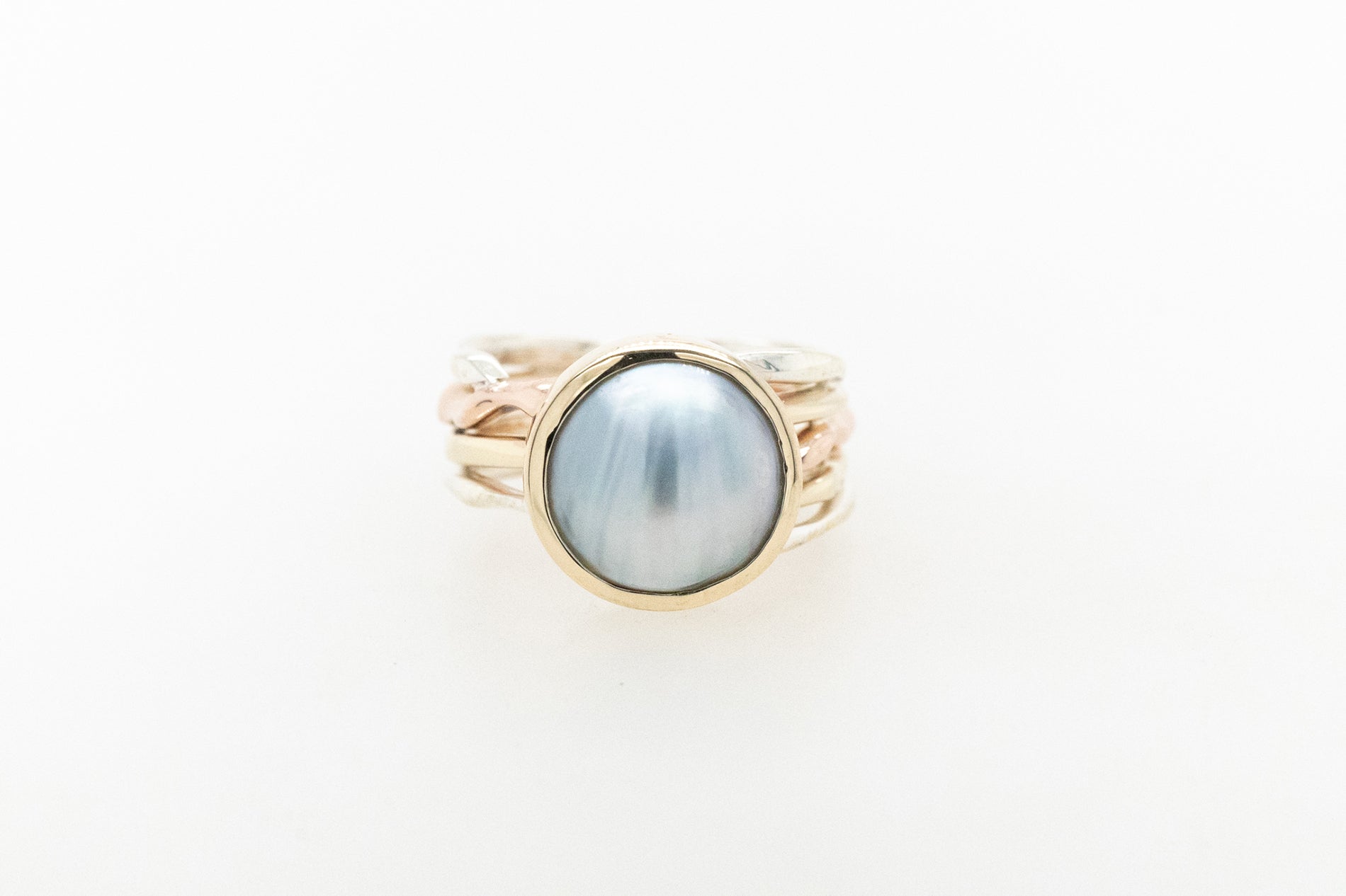 Pearl Seaweed Ring Three-Tone 