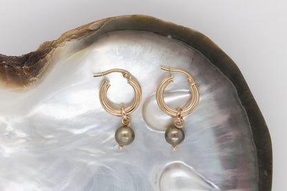 Pearl Drop Hoops