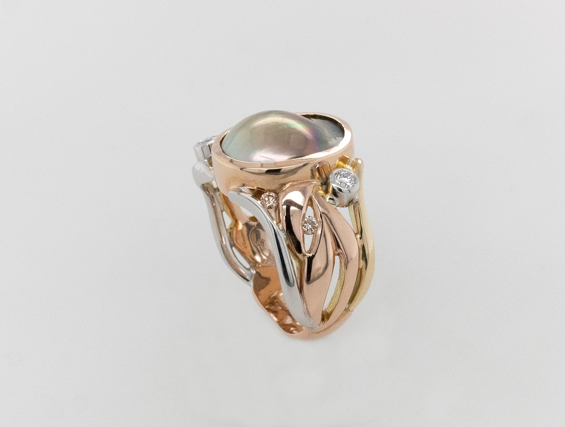 Diamond & Abrolhos Island Mabe Pearl Ring 