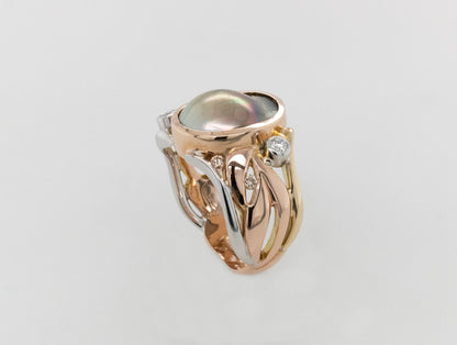 Diamond & Abrolhos Island Mabe Pearl Ring 