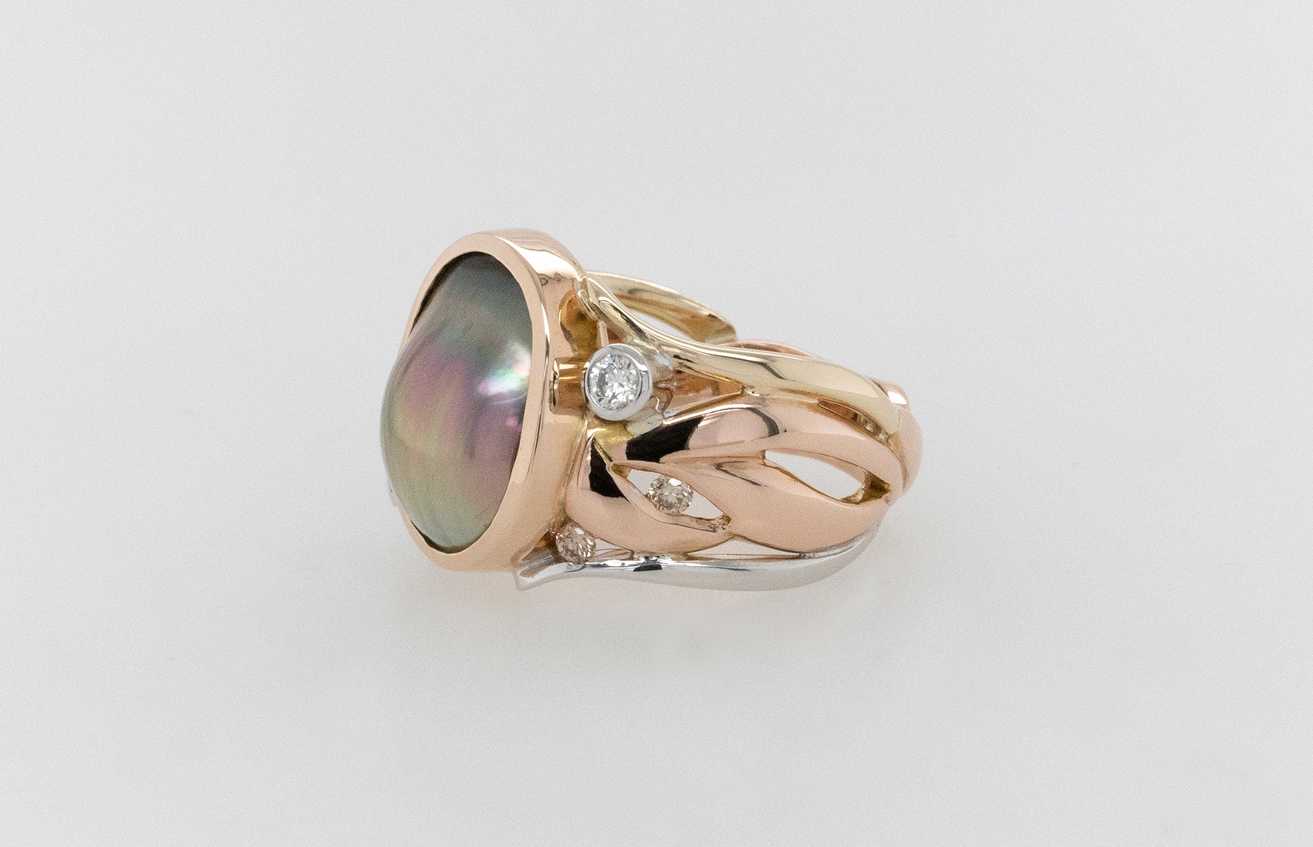 Diamond & Abrolhos Island Mabe Pearl Ring 