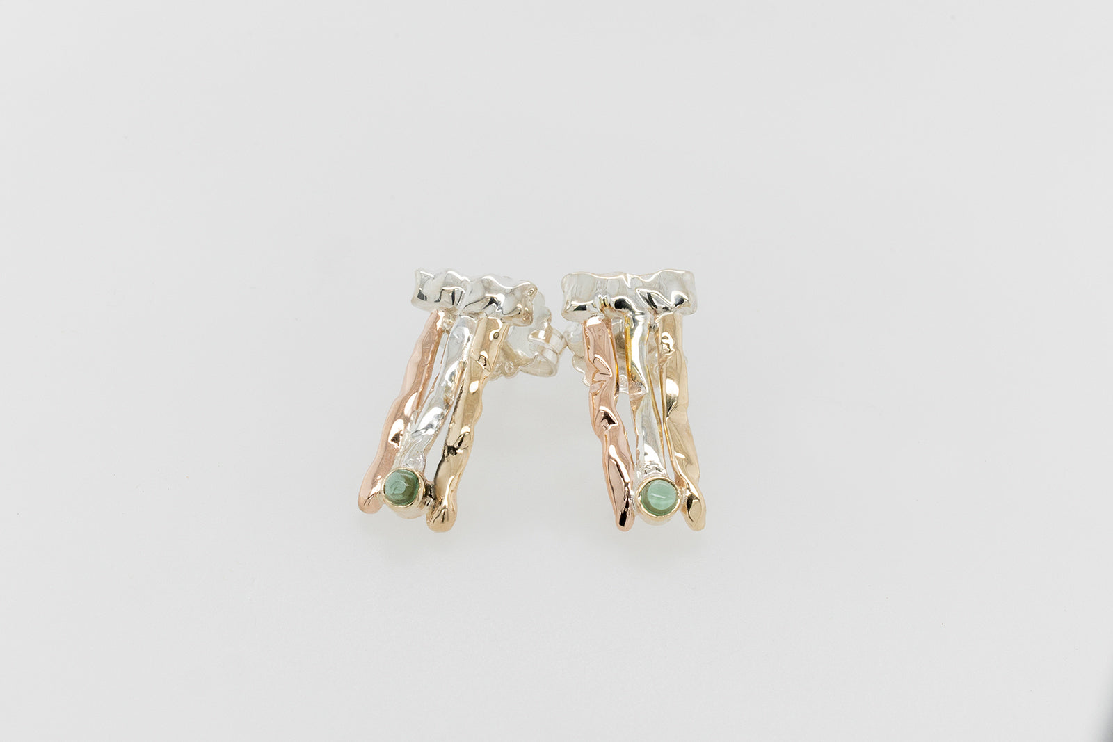 Seaweed Green Cabochon Stud Earrings
