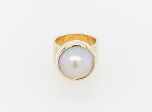 Thick Band Embossed Mabe Ring