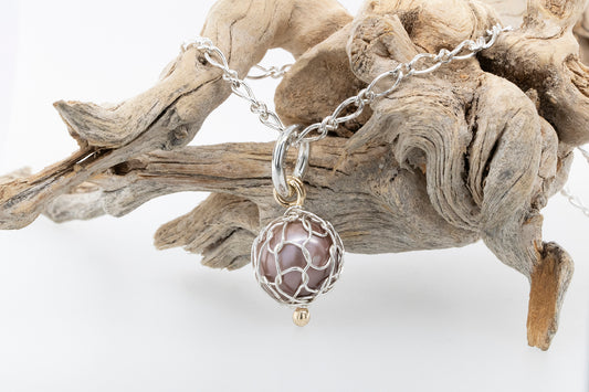 French Knitted Pearl Pendant Two Tone