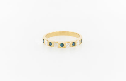 Eternity Ring Ascher Cut White & Blue Diamonds