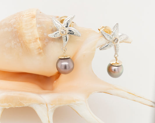 Abrolhos Island Pearl Starfish Two Toned Earrings
