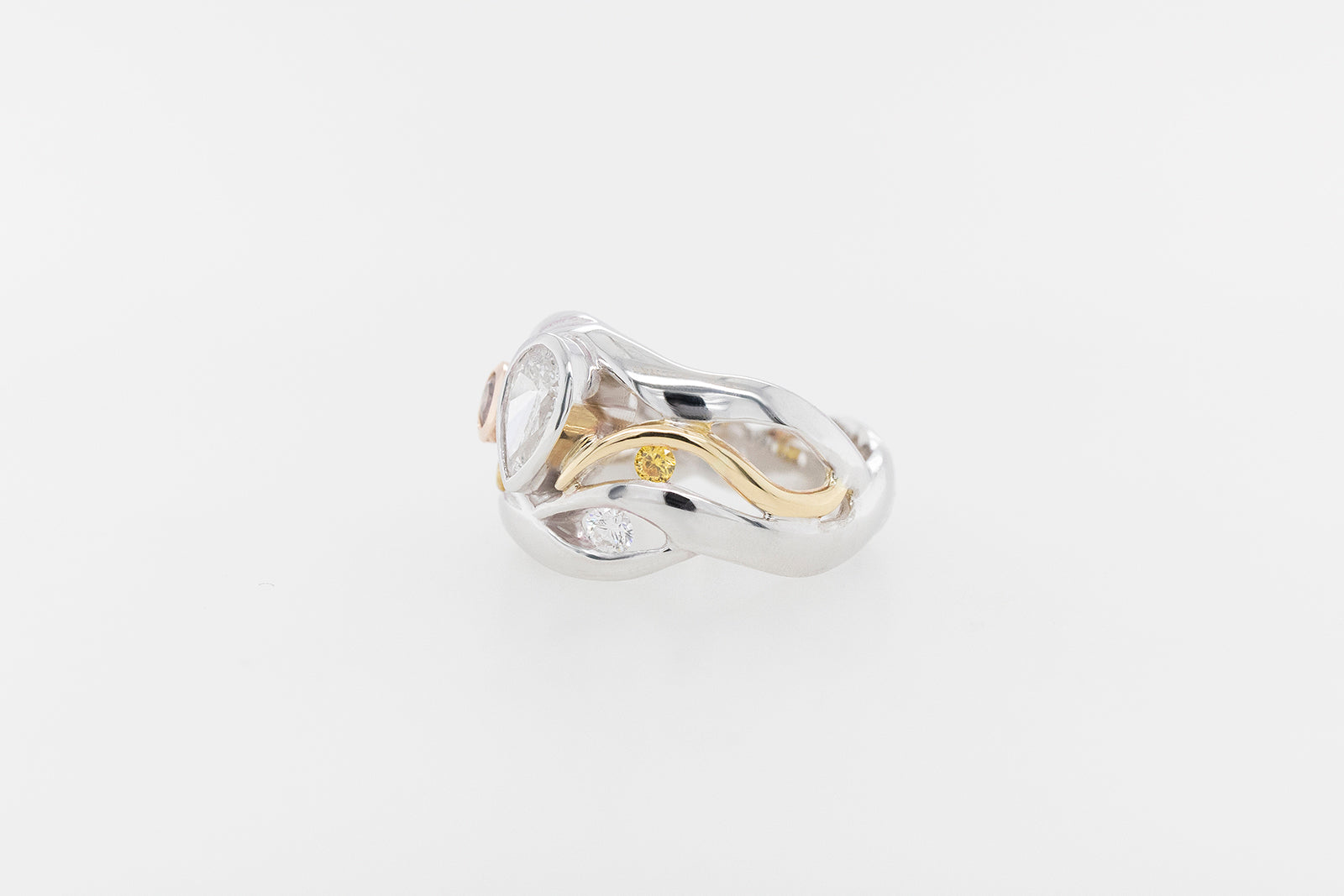 Pear, Champagne and Yellow Diamond Ring