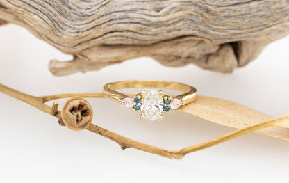 Blue & White Diamond Engagement Ring - Oval 