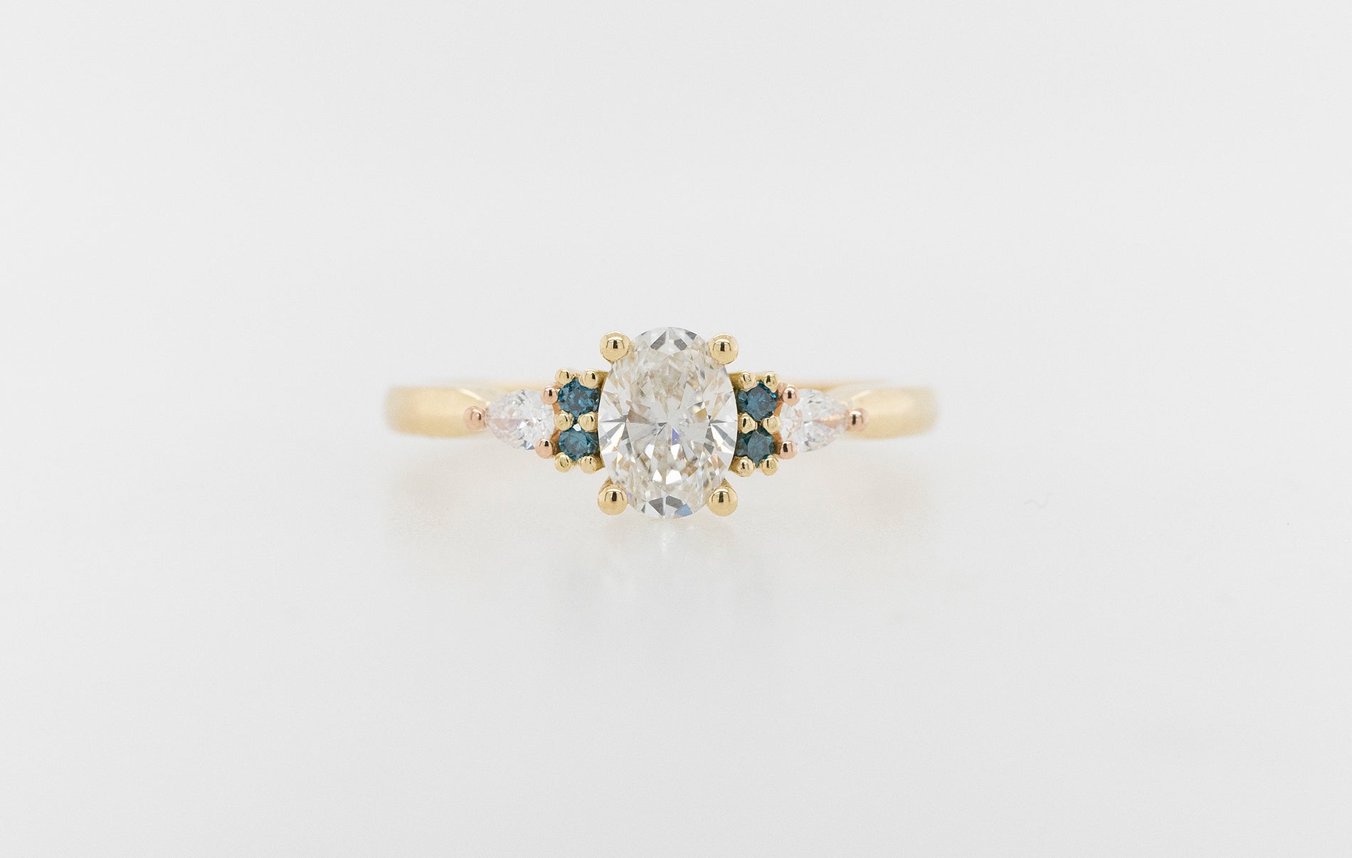 Blue & White Diamond Engagement Ring - Oval 