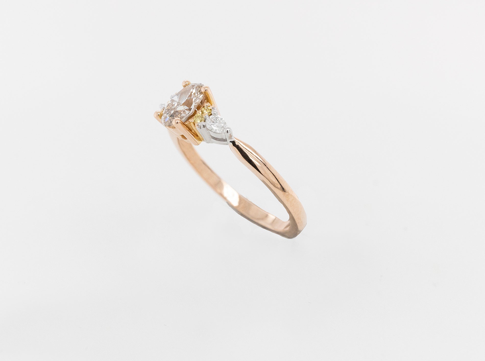 Champagne, Yellow & White Diamond Engagement Ring - Oval 