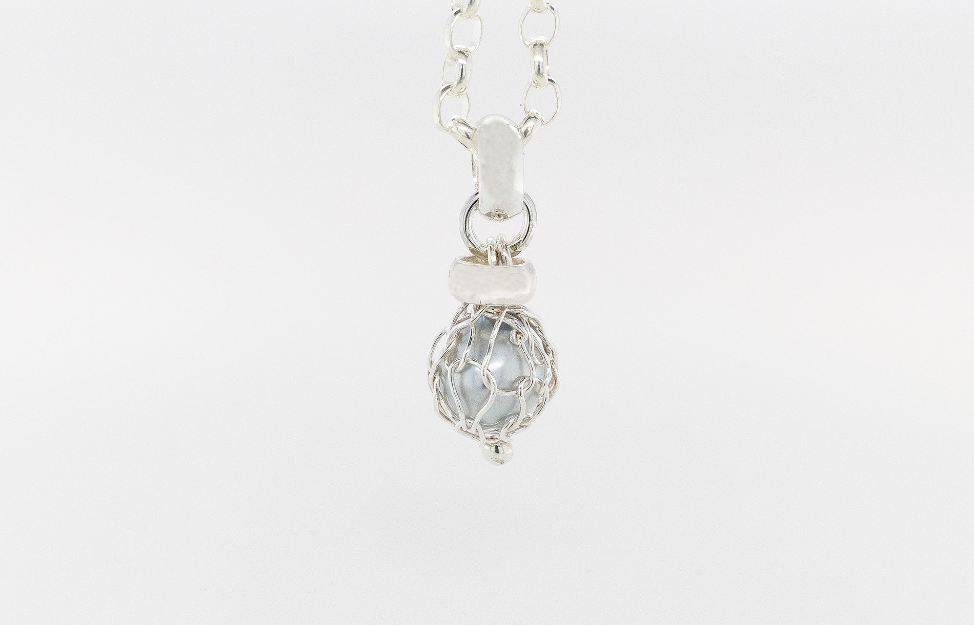 French Knitted Pearl Drop Belcher Pendant