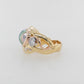Rainbow Pearl Ring with Pink & White Diamonds