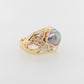 Rainbow Pearl Ring with Pink & White Diamonds