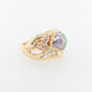 Rainbow Pearl Ring with Pink & White Diamonds