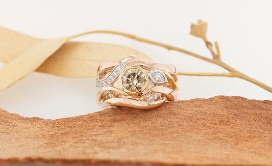 Champagne & White Diamond Ring