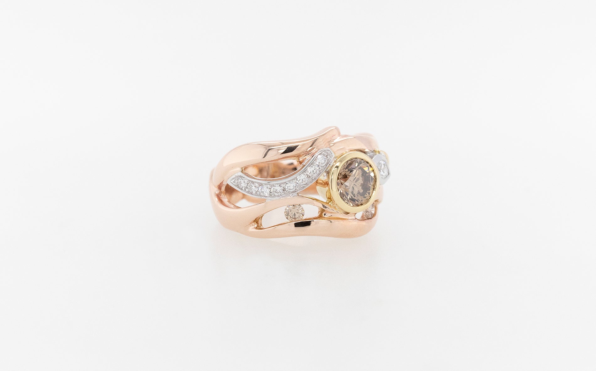 Champagne & White Diamond Ring
