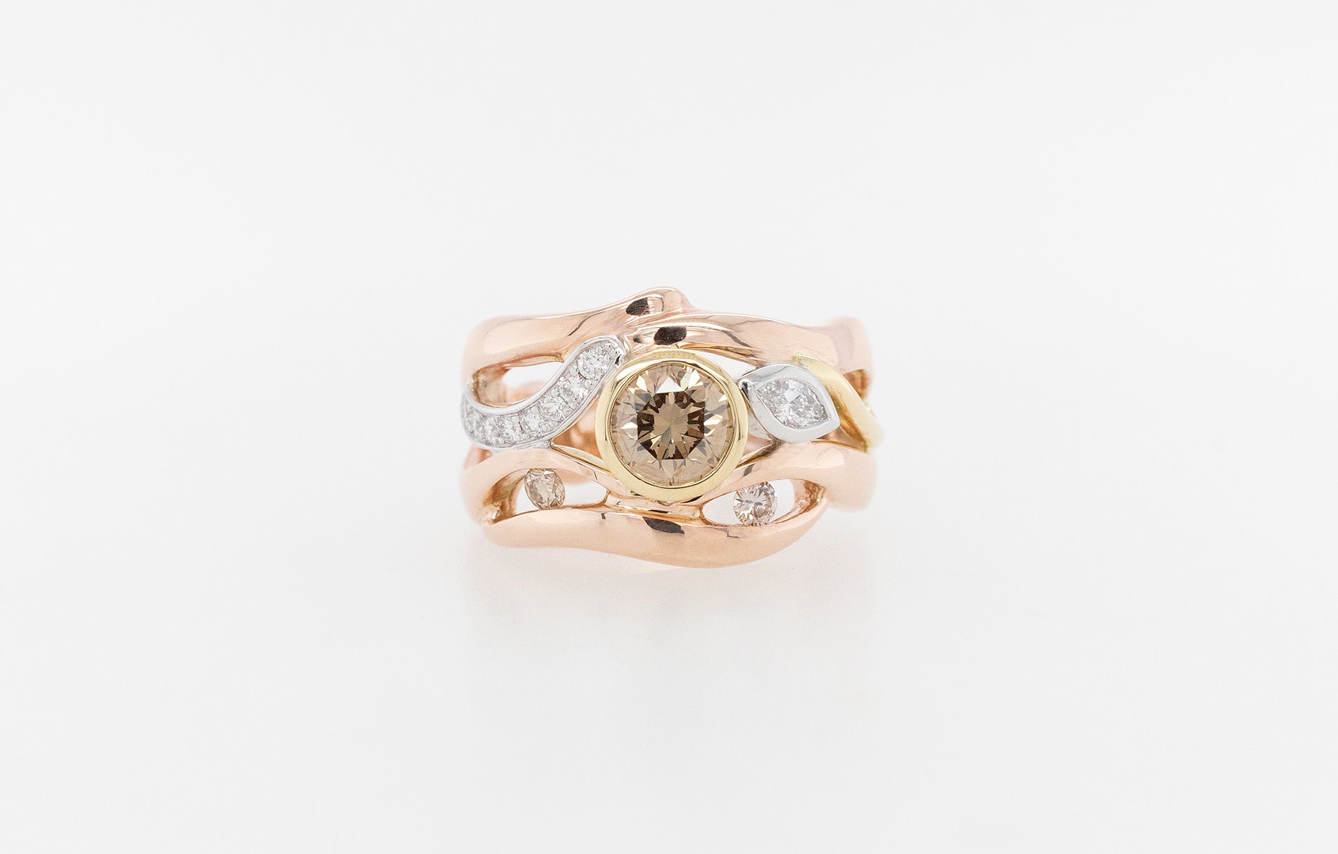 Champagne & White Diamond Ring