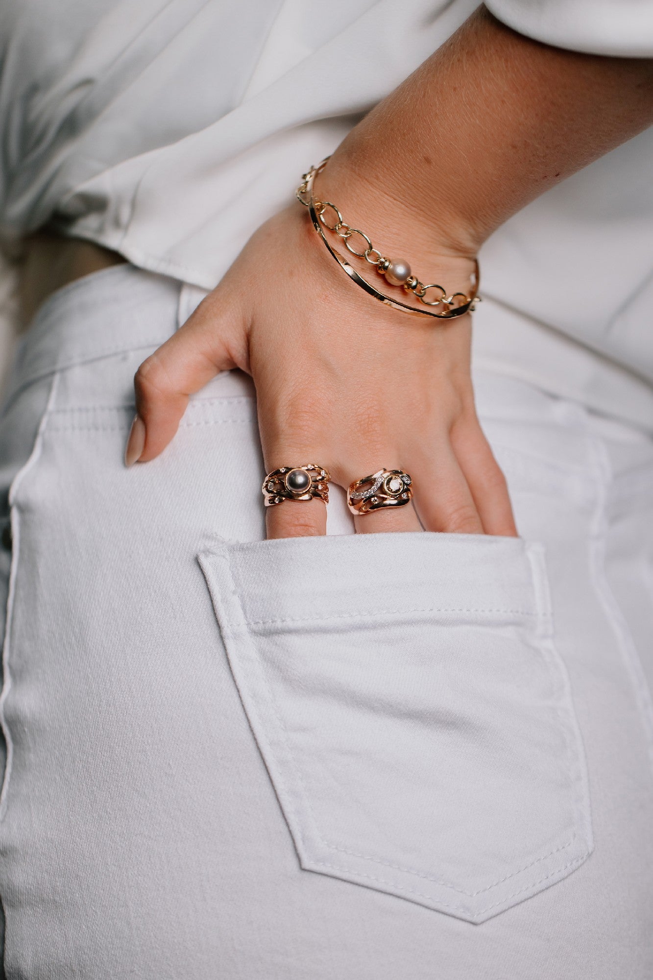 Champagne & White Diamonds Rose Ring