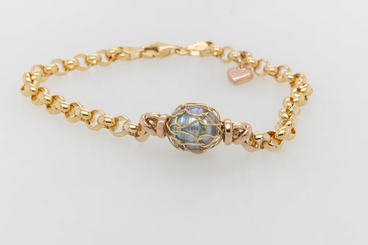 French Knitted Pearl & Heart Bracelet