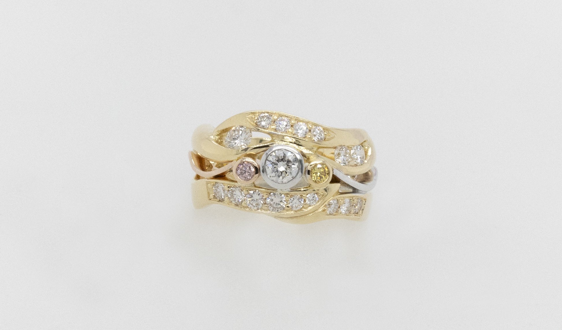 Pink and Yellow Diamond Ring