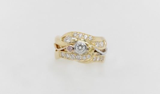 Pink and Yellow Diamond Ring