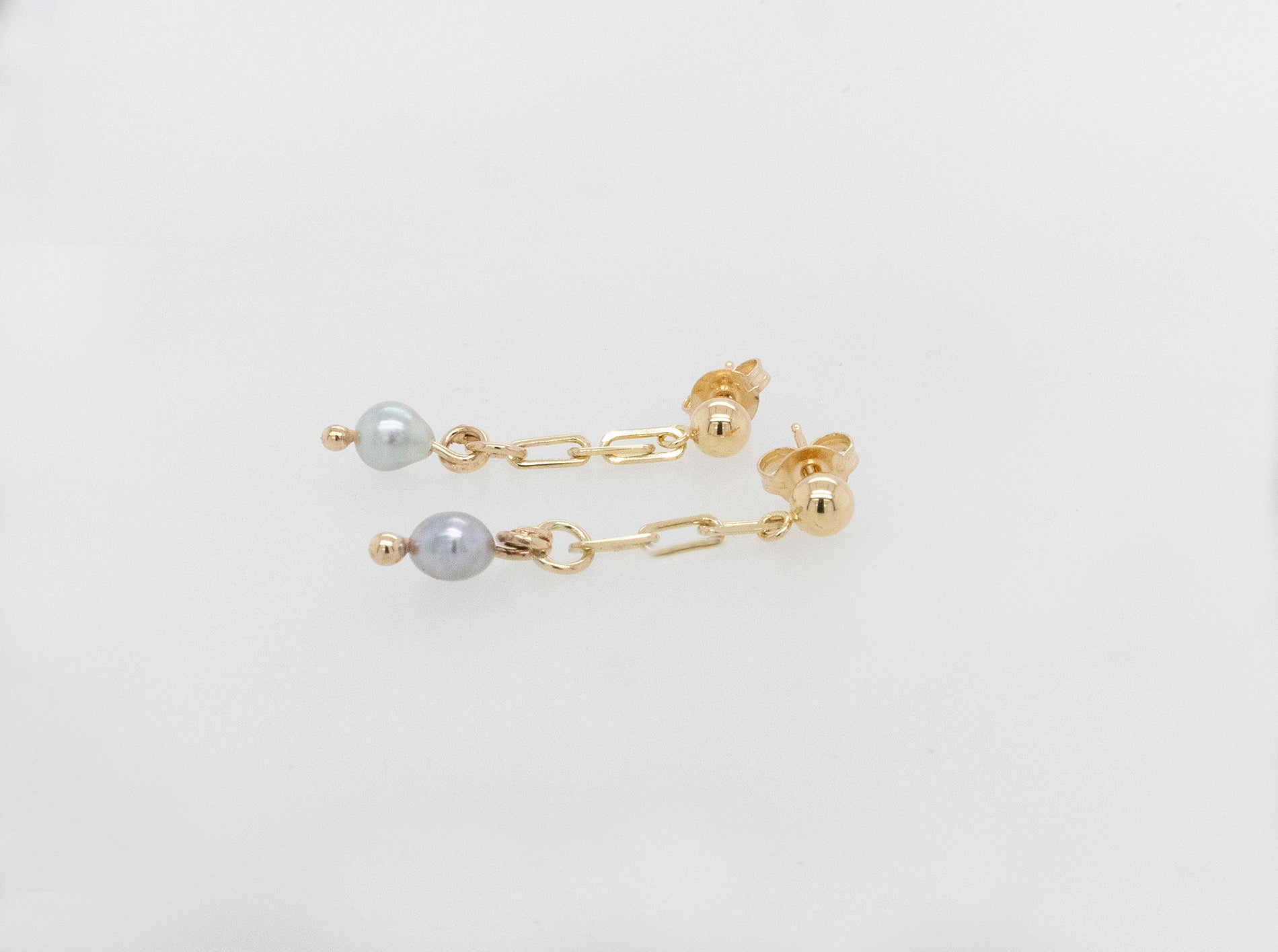 Abrolhos Island Keshi Link Drop Stud Earrings