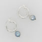 Light Blue Pearl Silver Hoop Earrings