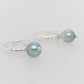 Light Blue Pearl Silver Hoop Earrings