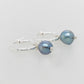 Dark Blue Pearl Hoop Earrings