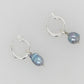 Medium Blue Small Pearl Hoop Earrings