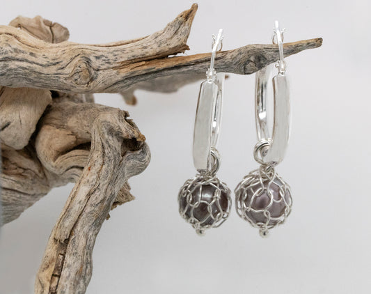 French Knitted Abrolhos Island Pearl Hoop Earrings