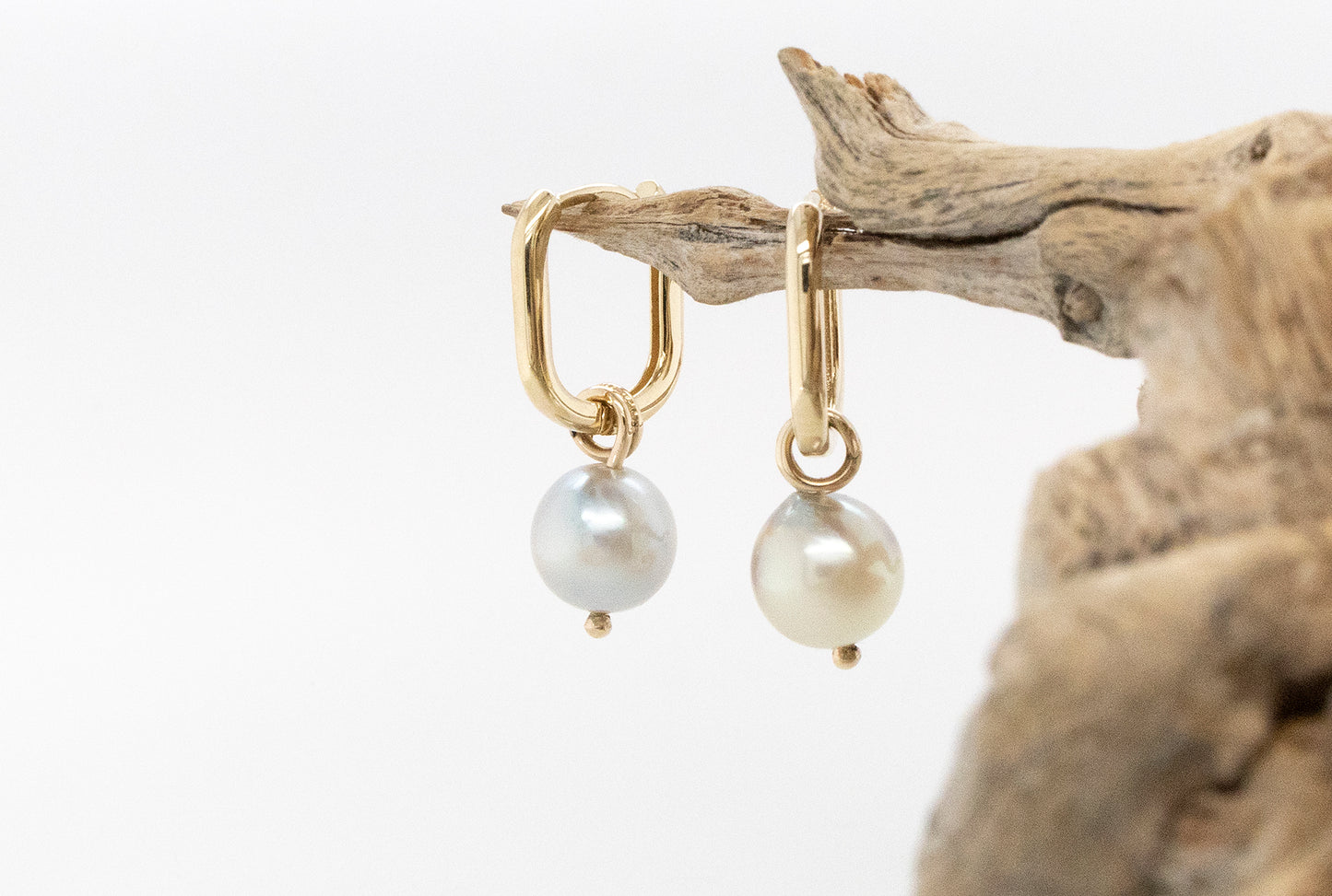 Akoya Rectangle Huggie Earrings