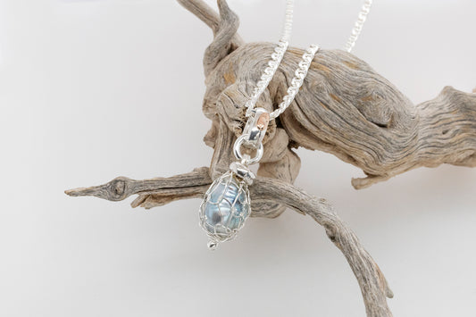 French Knitted Blue Pearl Drop Pendant