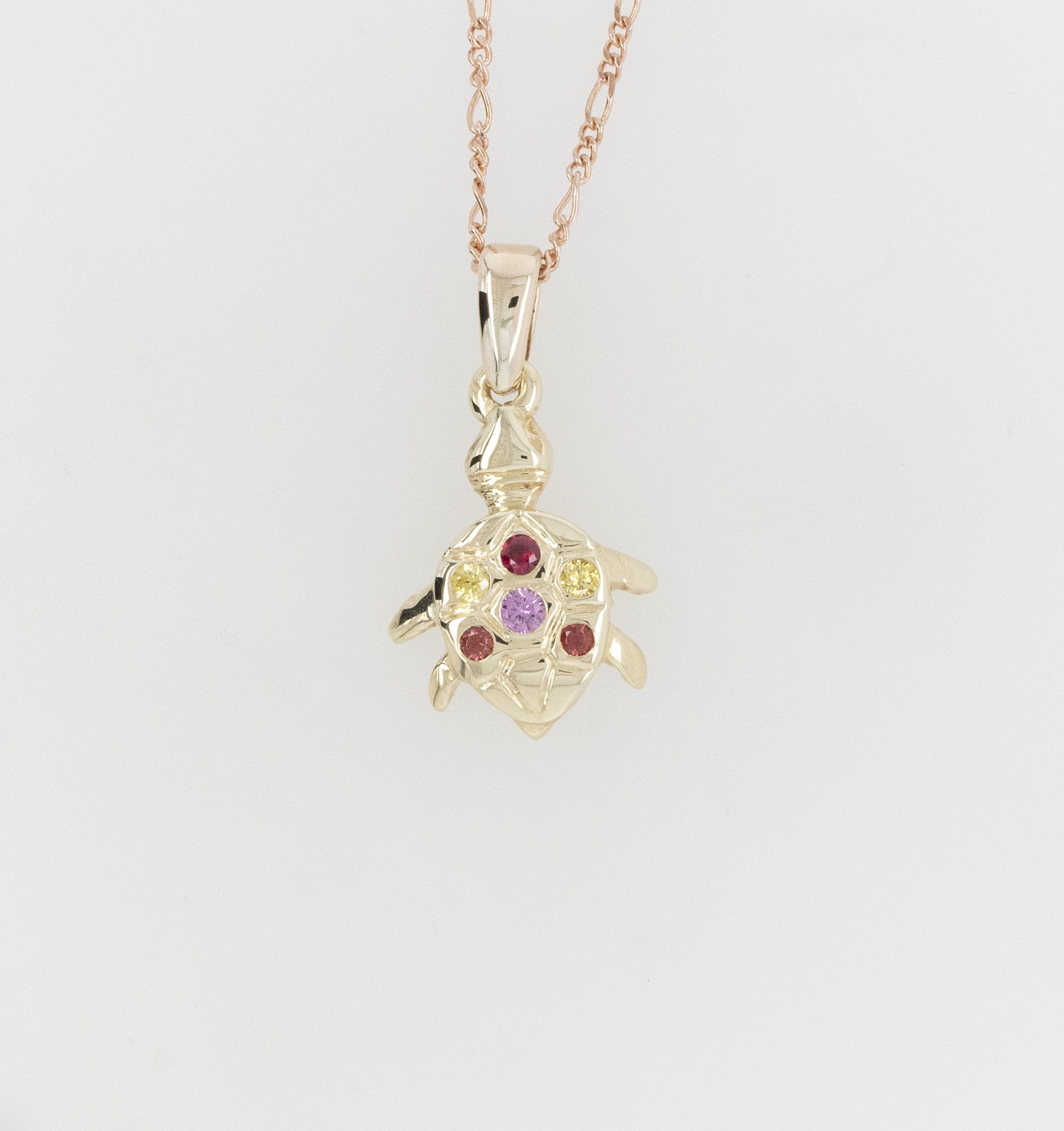 Coloured Stone & Yellow Diamond Turtle Pendant