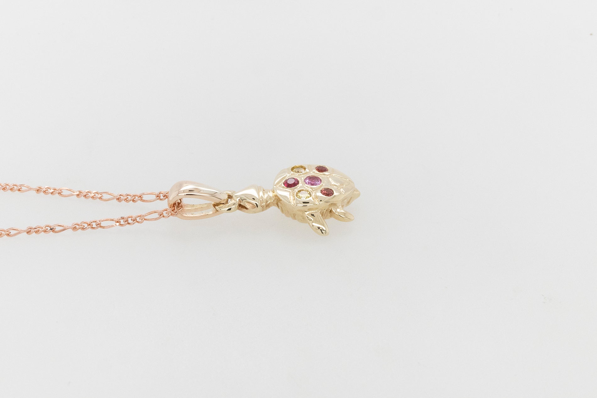 Coloured Stone & Yellow Diamond Turtle Pendant