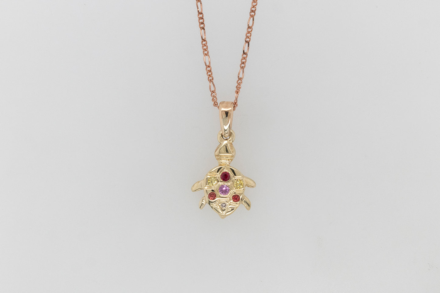 Coloured Stone & Yellow Diamond Turtle Pendant