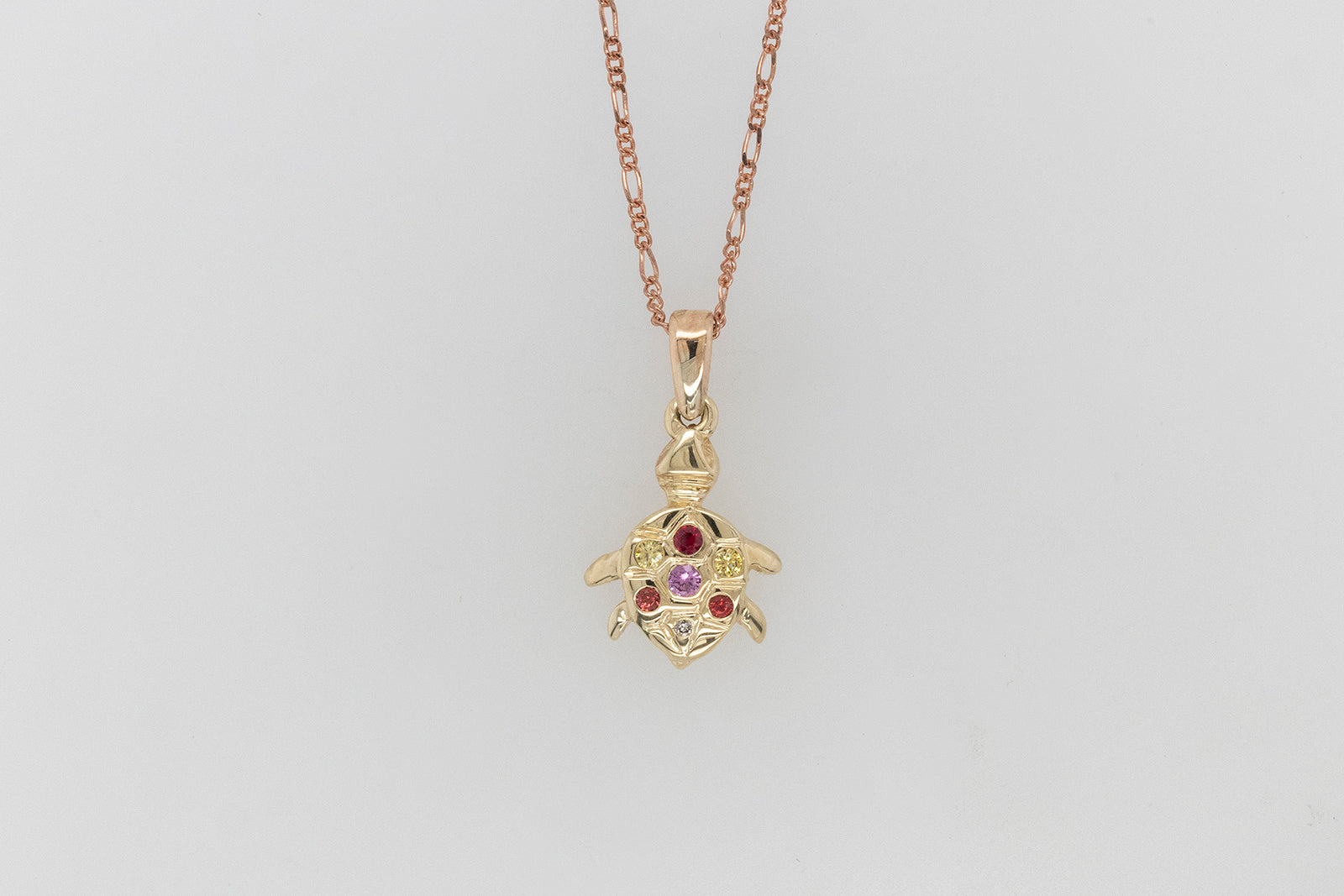 Coloured Stone & Yellow Diamond Turtle Pendant