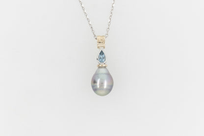 Abrolhos Pearl and Aquamarine Pendant