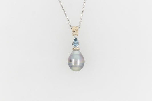 Abrolhos Pearl and Aquamarine Pendant