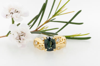 Sapphire & Diamond Vine Ring
